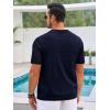 Runcati Mens Knit Button Down Shirt Casual Short Sleeve Cotton Polo Shirt Hollow Out Summer Beach Tops(Navy)