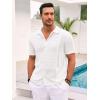 Runcati Mens Knit Button Down Shirt Casual Short Sleeve Cotton Polo Shirt Hollow Out Summer Beach Tops(White)