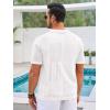 Runcati Mens Knit Button Down Shirt Casual Short Sleeve Cotton Polo Shirt Hollow Out Summer Beach Tops(White)