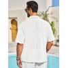 Runcati Mens Knit Button Down Shirts Casual Cuban Collar Short Sleeve Shirt Summer Beach Hollow Out Tops(White)