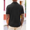 Runcati Mens Knit Button Down Shirts Short Sleeve Polo Shirt Vintage Summer Casual Beach Ribbed Textured Tops(Black)