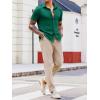 Runcati Mens Knit Button Down Shirts Short Sleeve Polo Shirt Vintage Summer Casual Beach Ribbed Textured Tops(Dark Green)