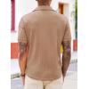 Runcati Mens Knit Button Down Shirts Short Sleeve Polo Shirt Vintage Summer Casual Beach Ribbed Textured Tops(Khaki)