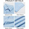 Runcati Mens Knit Button Down Shirts Short Sleeve Polo Shirt Vintage Summer Casual Beach Ribbed Textured Tops(Light Blue)