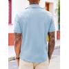 Runcati Mens Knit Button Down Shirts Short Sleeve Polo Shirt Vintage Summer Casual Beach Ribbed Textured Tops(Light Blue)
