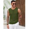 Runcati Mens Knit Sleeveless Tank Tops Casual Hollow Out T Shirts Beach Summer See Through Tops(Army Green)