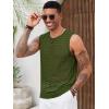 Runcati Mens Knit Sleeveless Tank Tops Casual Hollow Out T Shirts Beach Summer See Through Tops(Army Green)