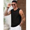 Runcati Mens Knit Sleeveless Tank Tops Casual Hollow Out T Shirts Beach Summer See Through Tops(Black)