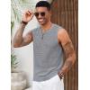 Runcati Mens Knit Sleeveless Tank Tops Casual Hollow Out T Shirts Beach Summer See Through Tops(Grey)