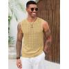 Runcati Mens Knit Sleeveless Tank Tops Casual Hollow Out T Shirts Beach Summer See Through Tops(Khaki)