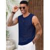 Runcati Mens Knit Sleeveless Tank Tops Casual Hollow Out T Shirts Beach Summer See Through Tops(Navy Blue)