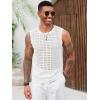 Runcati Mens Knit Sleeveless Tank Tops Casual Hollow Out T Shirts Beach Summer See Through Tops(White)