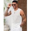 Runcati Mens Knit Sleeveless Tank Tops Casual Hollow Out T Shirts Beach Summer See Through Tops(White)