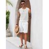 Runcati Mens Knit Sleeveless Tank Tops Casual Hollow Out T Shirts Beach Summer See Through Tops(White)