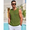 Runcati Mens Knitted Tank Tops Casual Sleeveless Hollow Out Crochet T-Shirts Muscle Summer Beach Hippie Shirts(Army Green)