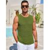 Runcati Mens Knitted Tank Tops Casual Sleeveless Hollow Out Crochet T-Shirts Muscle Summer Beach Hippie Shirts(Army Green)
