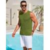 Runcati Mens Knitted Tank Tops Casual Sleeveless Hollow Out Crochet T-Shirts Muscle Summer Beach Hippie Shirts(Army Green)