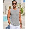 Runcati Mens Knitted Tank Tops Casual Sleeveless Hollow Out Crochet T-Shirts Muscle Summer Beach Hippie Shirts(Gray)