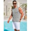 Runcati Mens Knitted Tank Tops Casual Sleeveless Hollow Out Crochet T-Shirts Muscle Summer Beach Hippie Shirts(Gray)