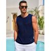 Runcati Mens Knitted Tank Tops Casual Sleeveless Hollow Out Crochet T-Shirts Muscle Summer Beach Hippie Shirts(Navy)