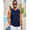 Runcati Mens Knitted Tank Tops Casual Sleeveless Hollow Out Crochet T-Shirts Muscle Summer Beach Hippie Shirts(Navy)
