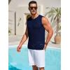 Runcati Mens Knitted Tank Tops Casual Sleeveless Hollow Out Crochet T-Shirts Muscle Summer Beach Hippie Shirts(Navy)