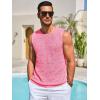 Runcati Mens Knitted Tank Tops Casual Sleeveless Hollow Out Crochet T-Shirts Muscle Summer Beach Hippie Shirts(Pink)
