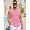 Runcati Mens Knitted Tank Tops Casual Sleeveless Hollow Out Crochet T-Shirts Muscle Summer Beach Hippie Shirts(Pink)