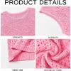 Runcati Mens Knitted Tank Tops Casual Sleeveless Hollow Out Crochet T-Shirts Muscle Summer Beach Hippie Shirts(Pink)