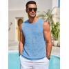 Runcati Mens Knitted Tank Tops Casual Sleeveless Hollow Out Crochet T-Shirts Muscle Summer Beach Hippie Shirts(Sky Blue)