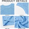 Runcati Mens Knitted Tank Tops Casual Sleeveless Hollow Out Crochet T-Shirts Muscle Summer Beach Hippie Shirts(Sky Blue)