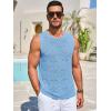 Runcati Mens Knitted Tank Tops Casual Sleeveless Hollow Out Crochet T-Shirts Muscle Summer Beach Hippie Shirts(Sky Blue)