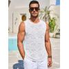Runcati Mens Knitted Tank Tops Casual Sleeveless Hollow Out Crochet T-Shirts Muscle Summer Beach Hippie Shirts(White)