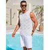 Runcati Mens Knitted Tank Tops Casual Sleeveless Hollow Out Crochet T-Shirts Muscle Summer Beach Hippie Shirts(White)