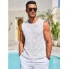 Runcati Mens Knitted Tank Tops Casual Sleeveless Hollow Out Crochet T-Shirts Muscle Summer Beach Hippie Shirts(White)