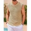 Runcati Mens Knitted Tank Tops Sleeveless Crochet See Through T-Shirts Muscle Summer Beach Hippie Shirts(Khaki)