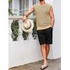 Runcati Mens Knitted Tank Tops Sleeveless Crochet See Through T-Shirts Muscle Summer Beach Hippie Shirts(Khaki)