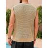 Runcati Mens Knitted Tank Tops Sleeveless Crochet See Through T-Shirts Muscle Summer Beach Hippie Shirts(Khaki)