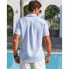 Runcati Mens Linen Button Down Shirt Short Sleeve Casual Lightweight Summer Beach Shirts Vacation Wedding Tops(Baby Blue)