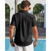 Runcati Mens Linen Button Down Shirt Short Sleeve Casual Lightweight Summer Beach Shirts Vacation Wedding Tops(Black)