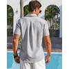 Runcati Mens Linen Button Down Shirt Short Sleeve Casual Lightweight Summer Beach Shirts Vacation Wedding Tops(Grey)