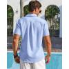 Runcati Mens Linen Button Down Shirt Short Sleeve Casual Lightweight Summer Beach Shirts Vacation Wedding Tops(Sky Blue)