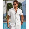 Runcati Mens Linen Button Down Shirt Short Sleeve Casual Lightweight Summer Beach Shirts Vacation Wedding Tops(White)