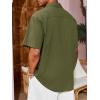 Runcati Mens Linen Shirt Guayabera Cuban Short Sleeve Button Down Cotton Summer Beach Hippie Shirts(Army Green)