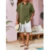 Runcati Mens Linen Shirt Guayabera Cuban Short Sleeve Button Down Cotton Summer Beach Hippie Shirts(Army Green)