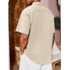 Runcati Mens Linen Shirt Guayabera Cuban Short Sleeve Button Down Cotton Summer Beach Hippie Shirts(Beige)