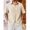 Runcati Mens Linen Shirt Guayabera Cuban Short Sleeve Button Down Cotton Summer Beach Hippie Shirts(Beige)