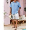 Runcati Mens Linen Shirt Guayabera Cuban Short Sleeve Button Down Cotton Summer Beach Hippie Shirts(Blue)