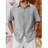 Runcati Mens Linen Shirt Guayabera Cuban Short Sleeve Button Down Cotton Summer Beach Hippie Shirts(Grey)