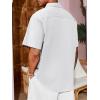 Runcati Mens Linen Shirt Guayabera Cuban Short Sleeve Button Down Cotton Summer Beach Hippie Shirts(White)